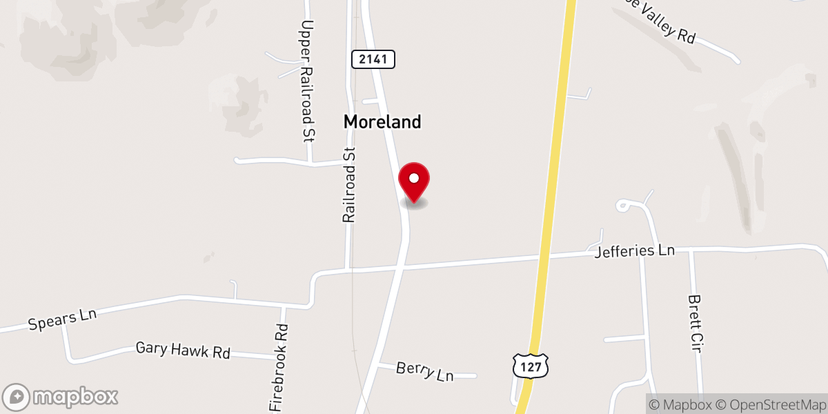 Map showing location of Moreland Christian Church