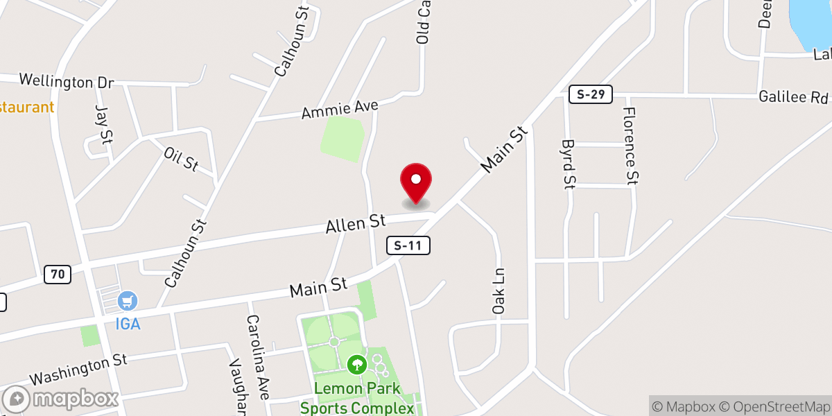 Map showing location of Allen Street Church of God