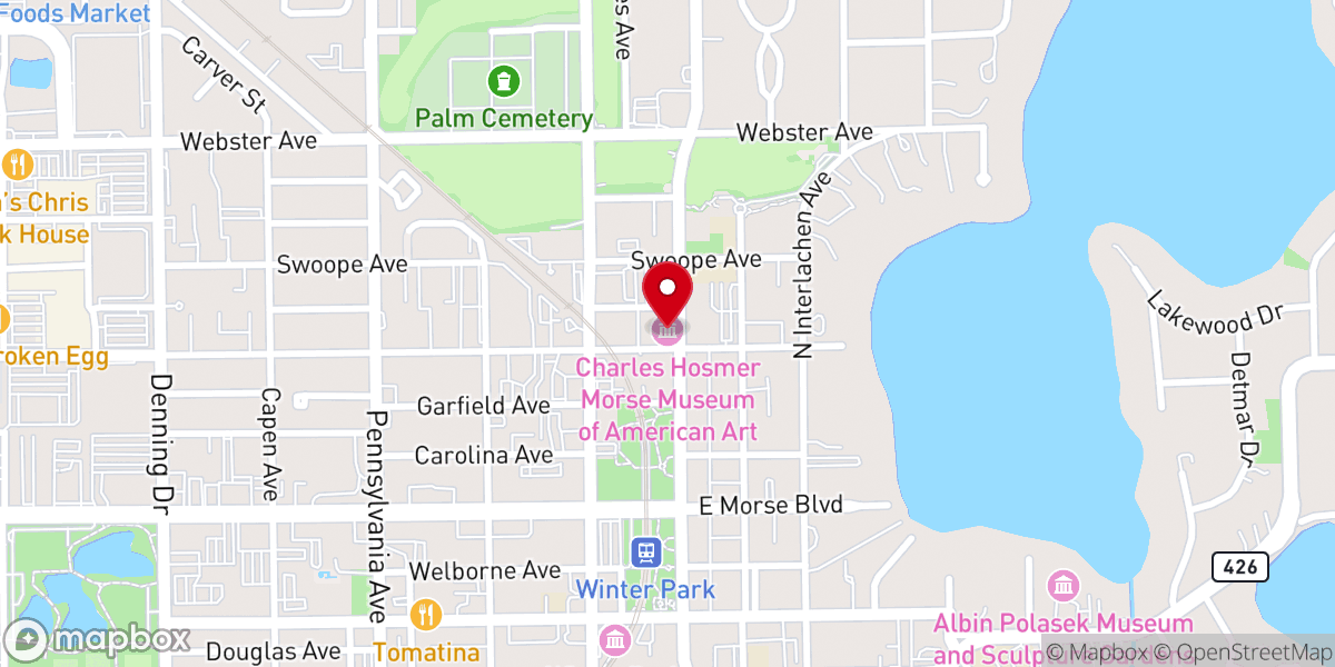 Map showing location of Tiffany Chapel