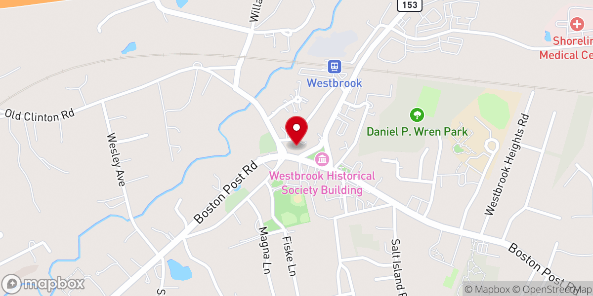 Map showing location of Westbrook Congregational Church Connecticut