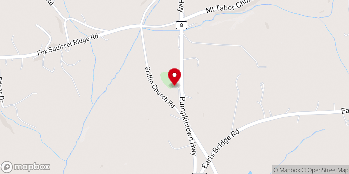 Map showing location of Griffin Baptist Church