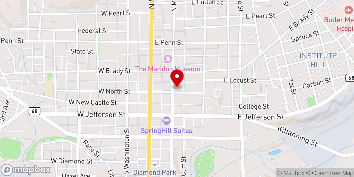Map showing location of Butler Global Church