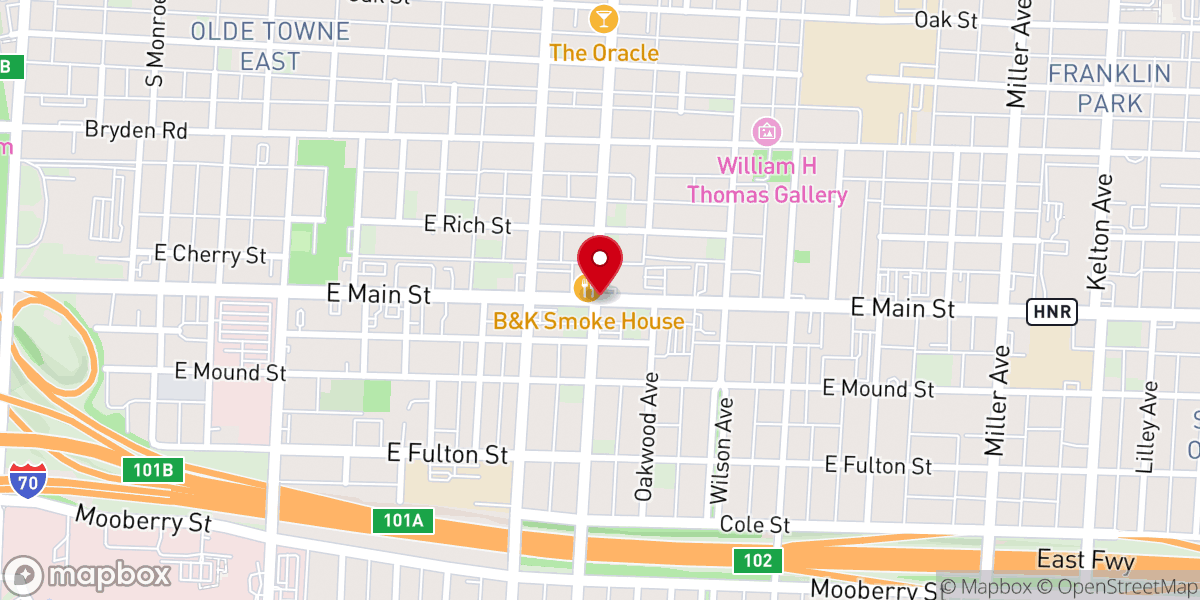 Map showing location of Paradise Baptist Church