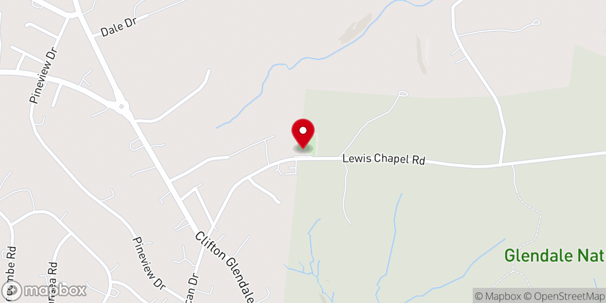 Map showing location of Lewis Chapel Baptist Church