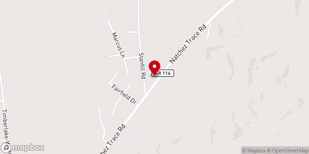 Map showing location of Natchez Trace M.B. Church