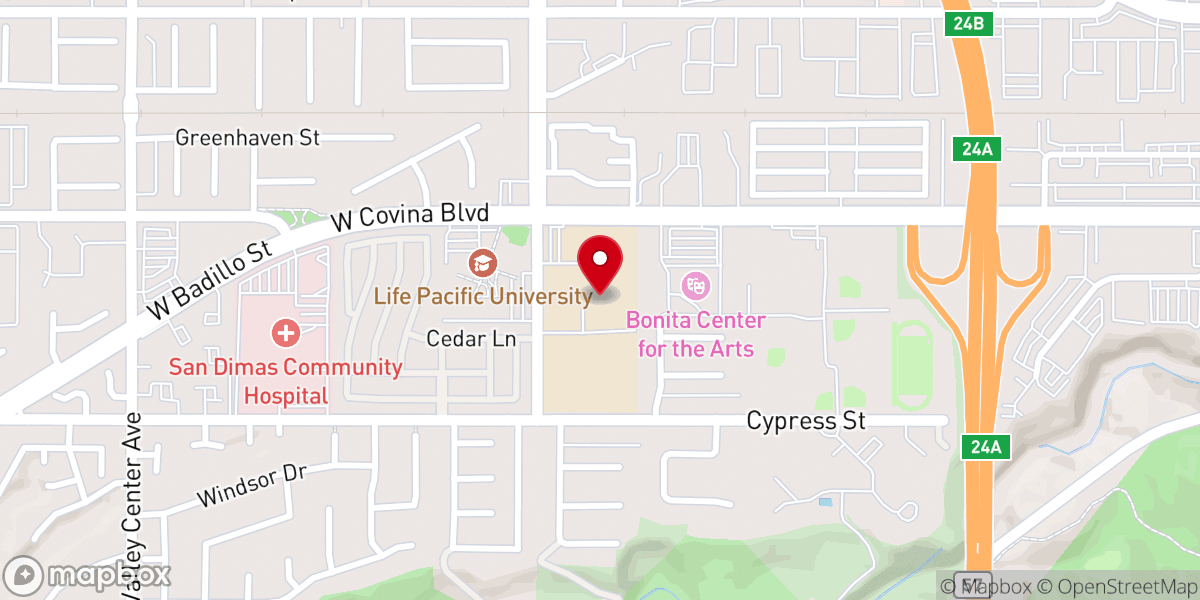 Map showing location of San Dimas Saints Bingo