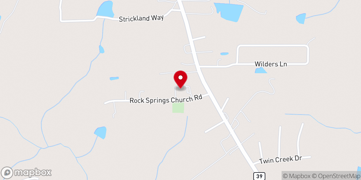 Map showing location of Rock Spring Baptist Church