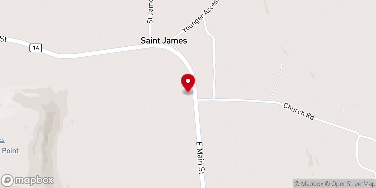 Map showing location of St. James United Methodist Church