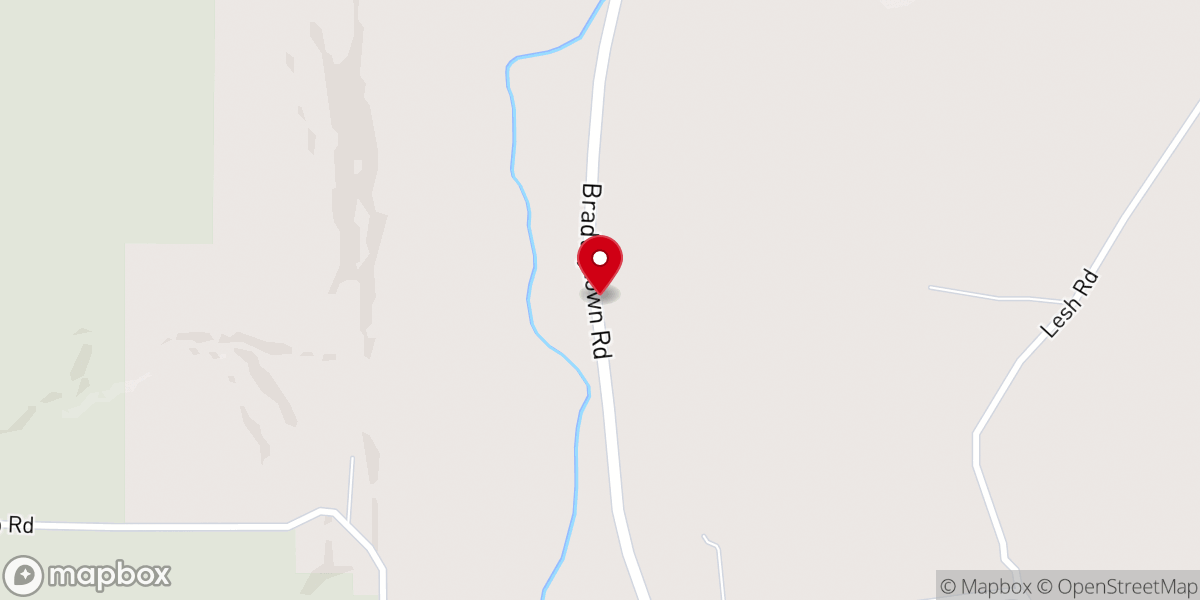 Map showing location of Bradleytown Church