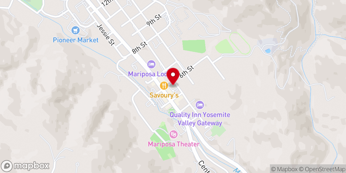 Map showing location of Mariposa United Methodist Church
