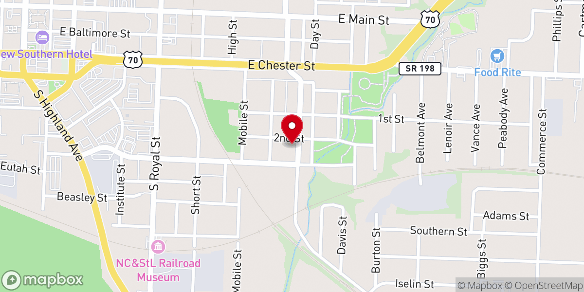 Map showing location of Home M.B. Church