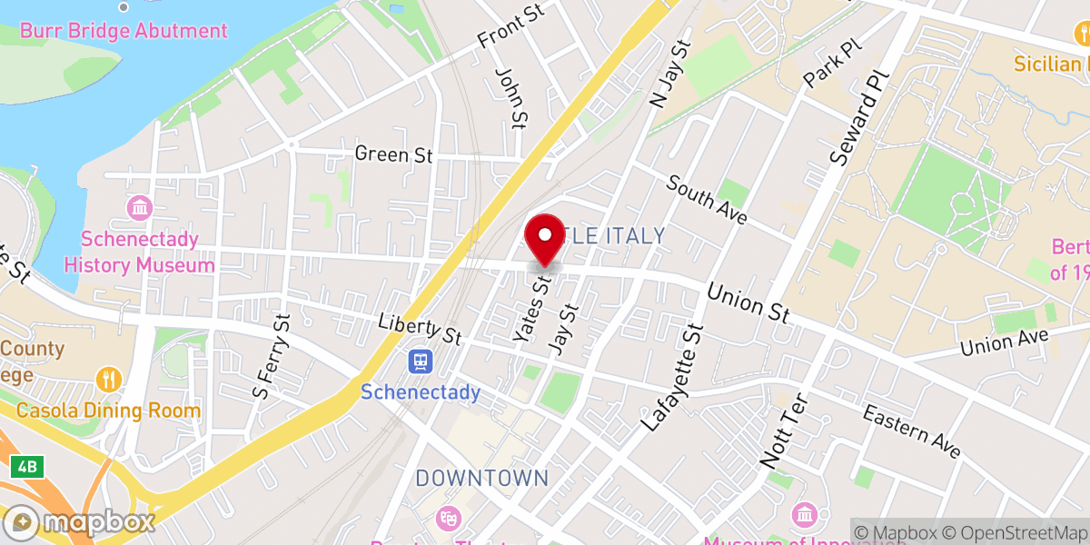 Map showing location of Hellenic Orthodox Church of St George of Schenectady New York