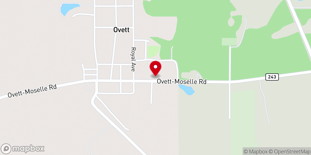 Map showing location of Ovett United Methodist Church