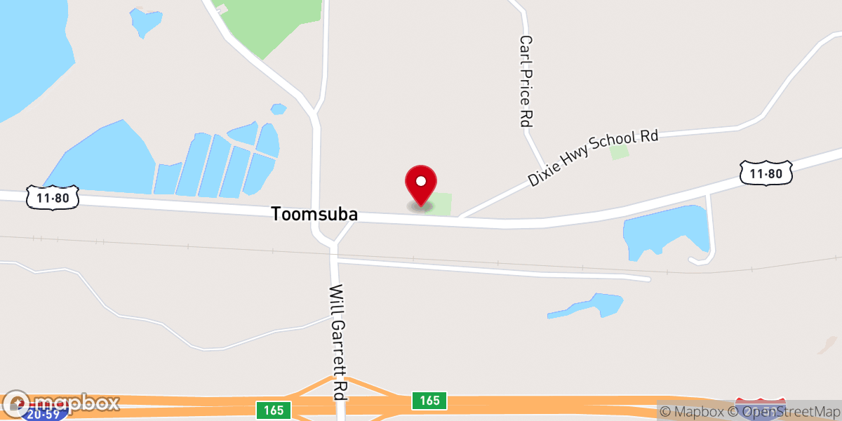 Map showing location of Toomsuba Presbyterian Church