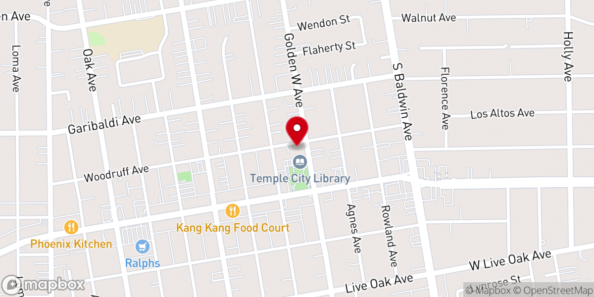 Map showing location of First United Methodist Church of Temple City