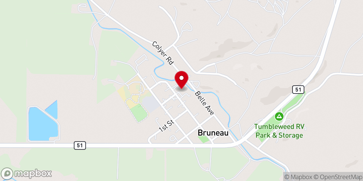 Map showing location of Bruneau Community Church