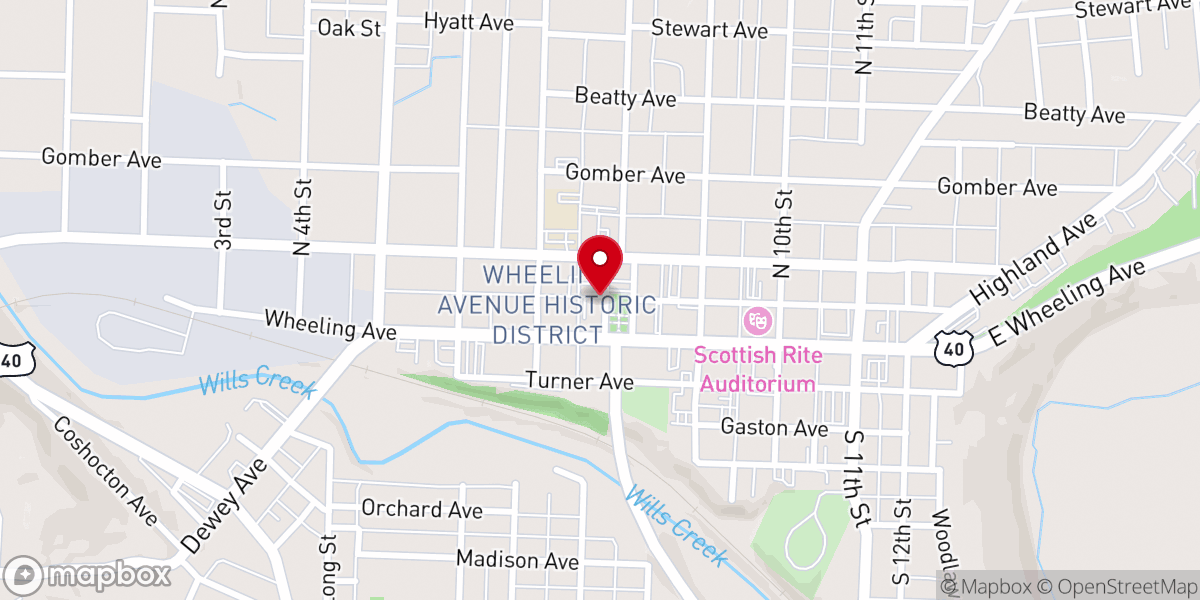 Map showing location of Muskingum Valley Baptist Association
