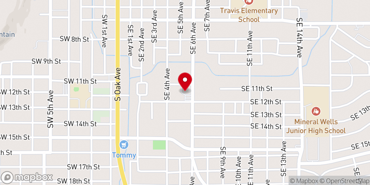 Map showing location of HighRidge Church Mineral Wells
