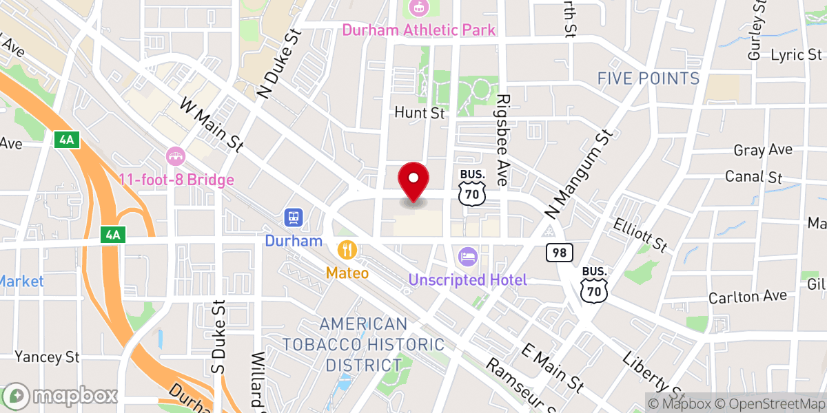 Map showing location of The Summit Church - Downtown Durham Campus
