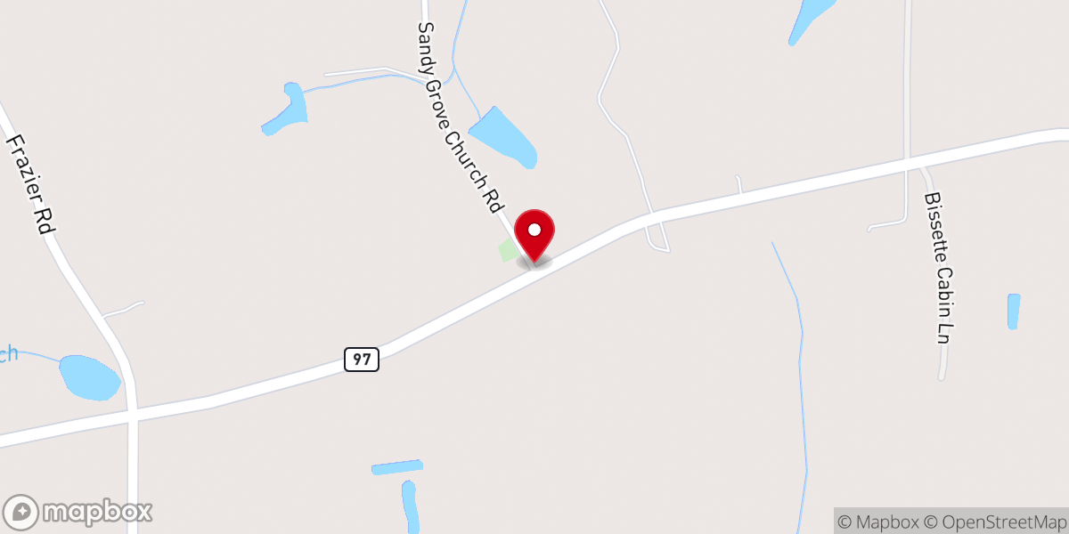 Map showing location of Sandy Grove Church