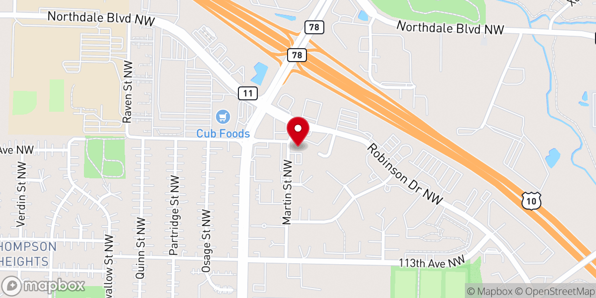 Map showing location of Unity North Spiritual Center