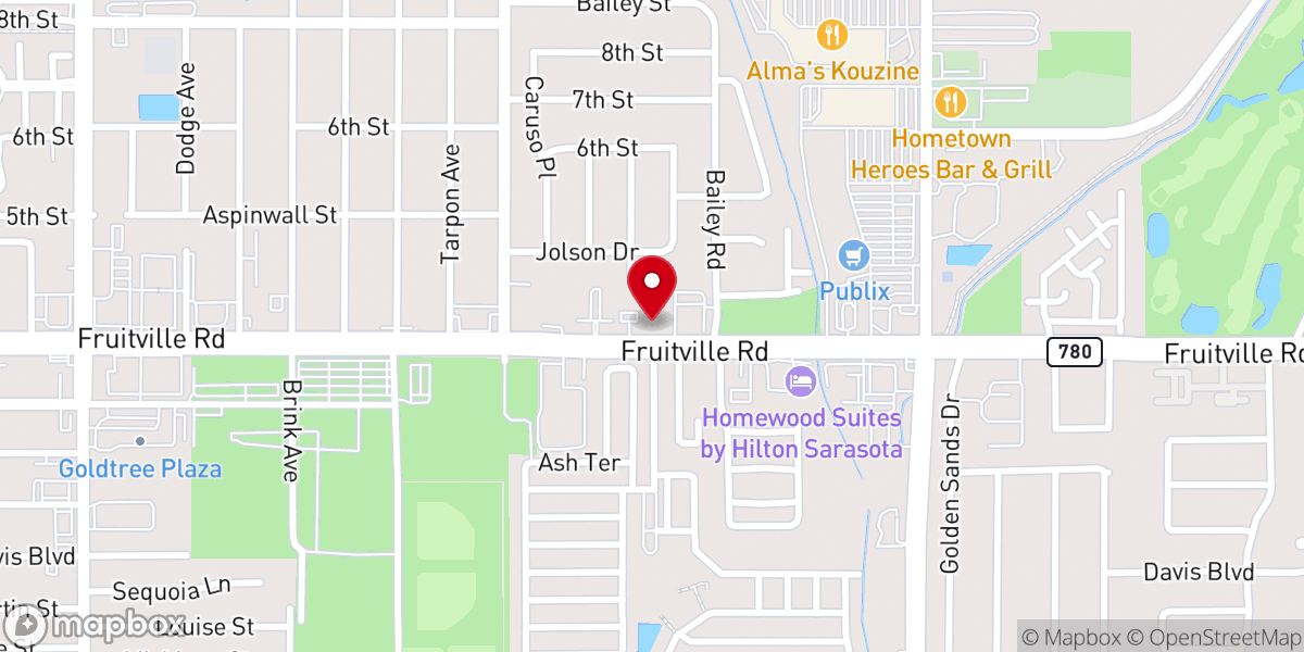 Map showing location of Bayside Community Church - Fruitville Campus