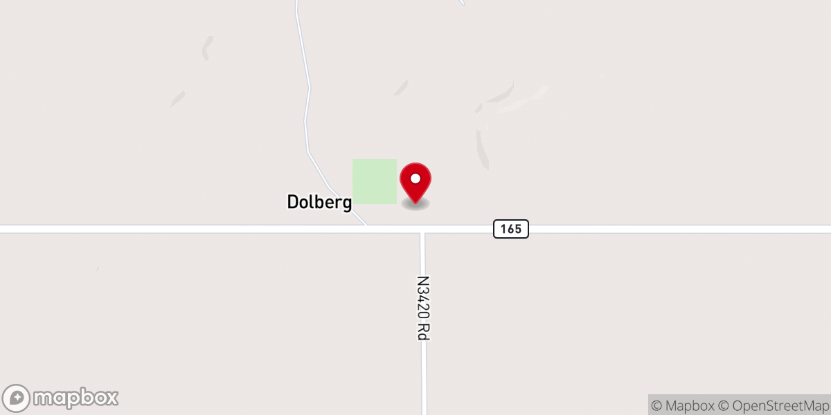 Map showing location of Dolberg Baptist Church