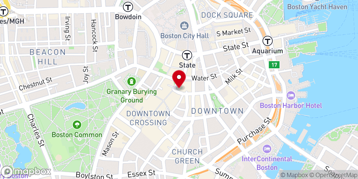 Map showing location of Old South Meeting House