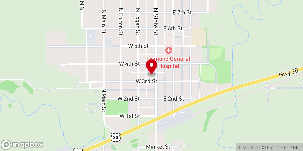 Map showing location of Stonacek Memorial Chapel