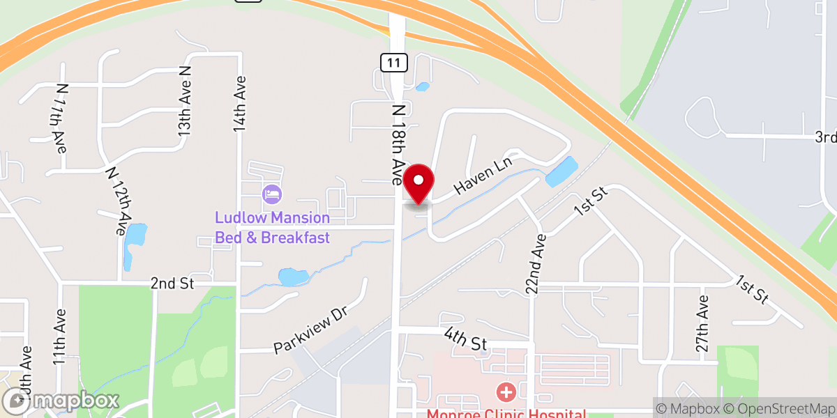 Map showing location of Monroe Church of Christ