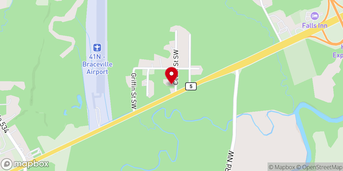 Map showing location of First Baptist Church of Braceville Ohio