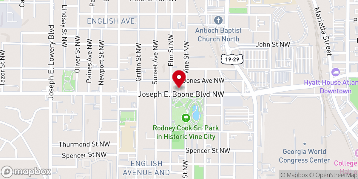 Map showing location of Thessalonian Baptist Church