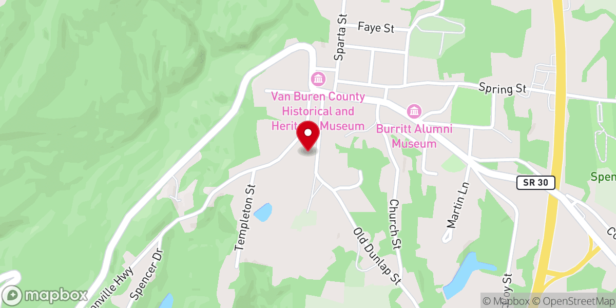 Map showing location of First Baptist Church