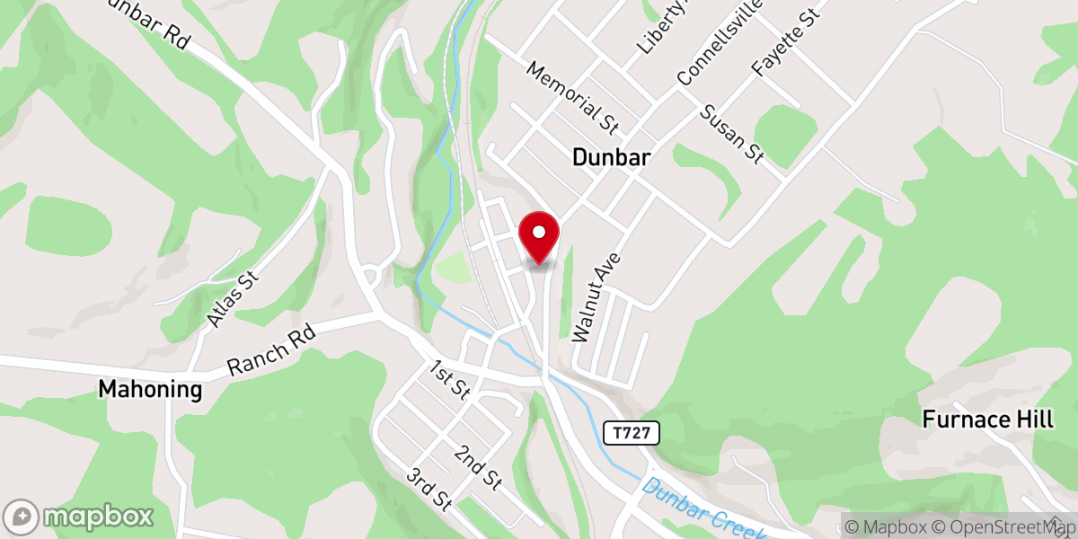 Map showing location of Dunbar Presbyterian Church