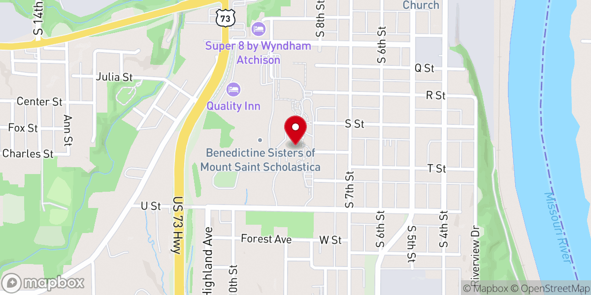 Map showing location of St. Scholastica Chapel