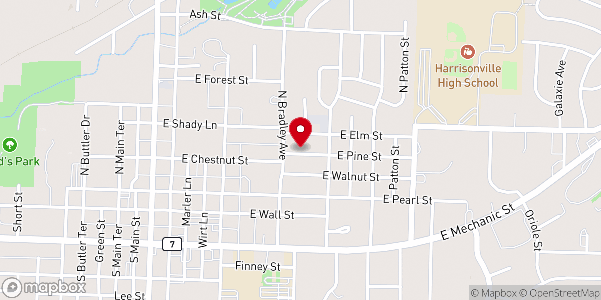 Map showing location of Berea Church of God In Christ