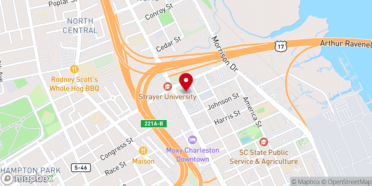 Map showing location of Eastside Baptist Church