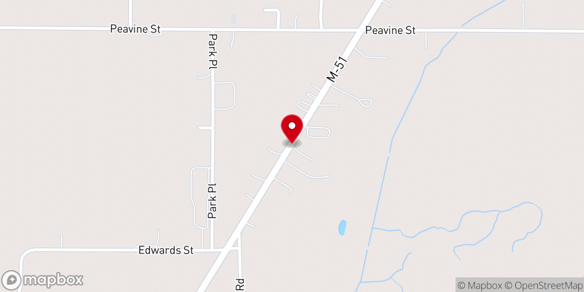 Map showing location of Dowagiac Church
