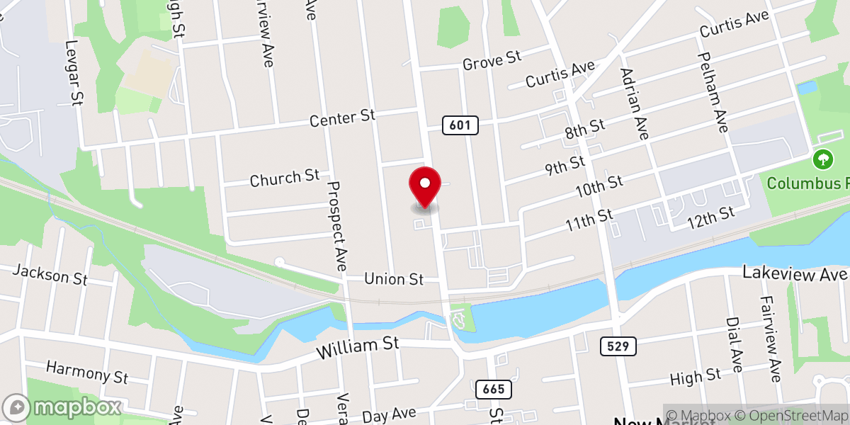 Map showing location of First Baptist Church of New Market