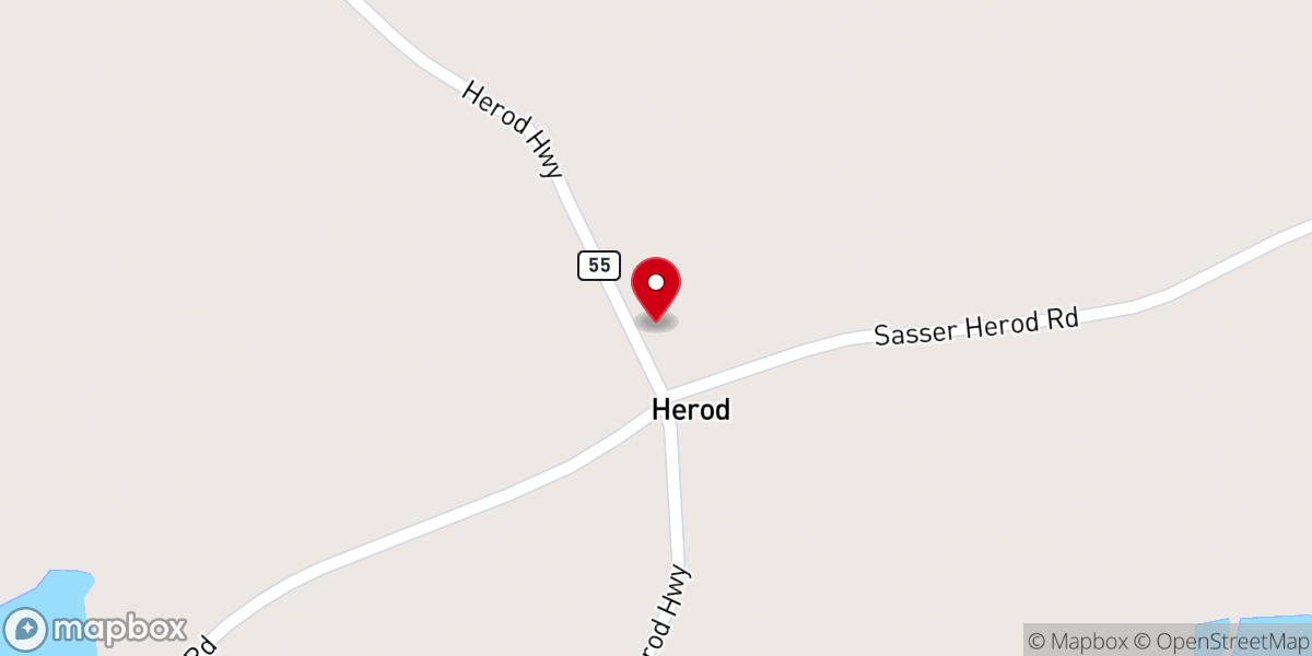 Map showing location of Herod Baptist Church