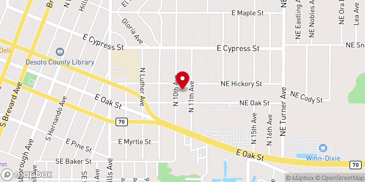 Map showing location of First Assembly of God Church