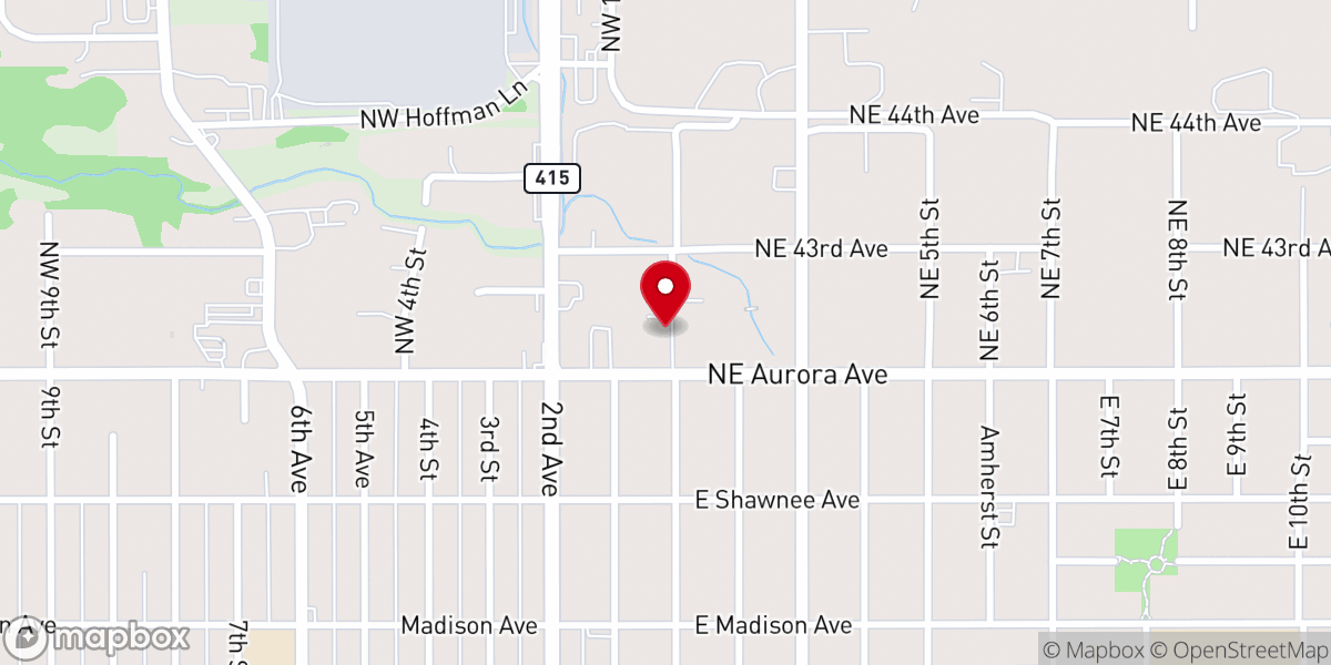 Map showing location of Aurora Avenue Bible Church