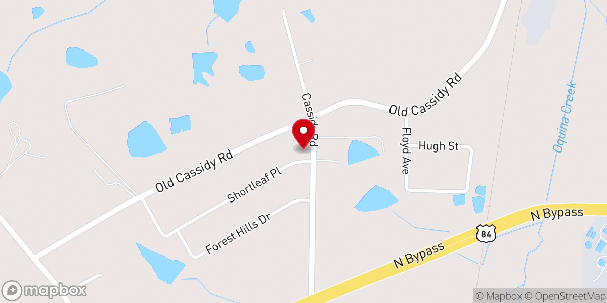 Map showing location of Forrest Acres Church
