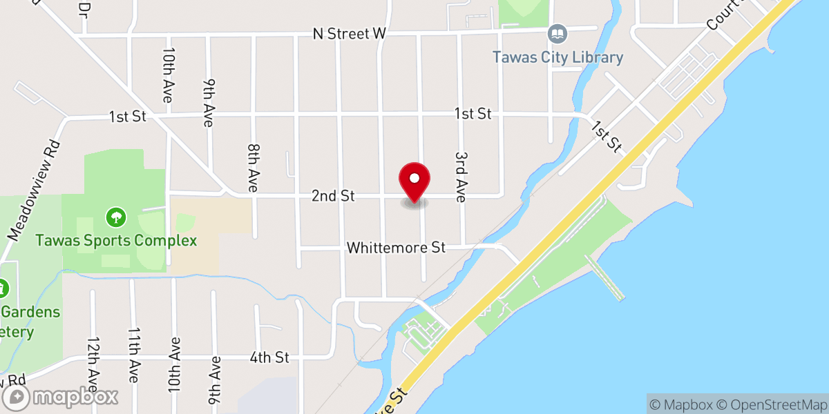 Map showing location of First Baptist Church-Tawas City