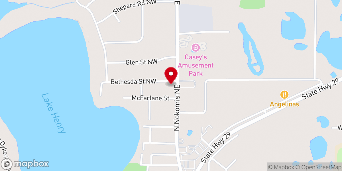Map showing location of Bethesda Lutheran Church of Alexandria, MN