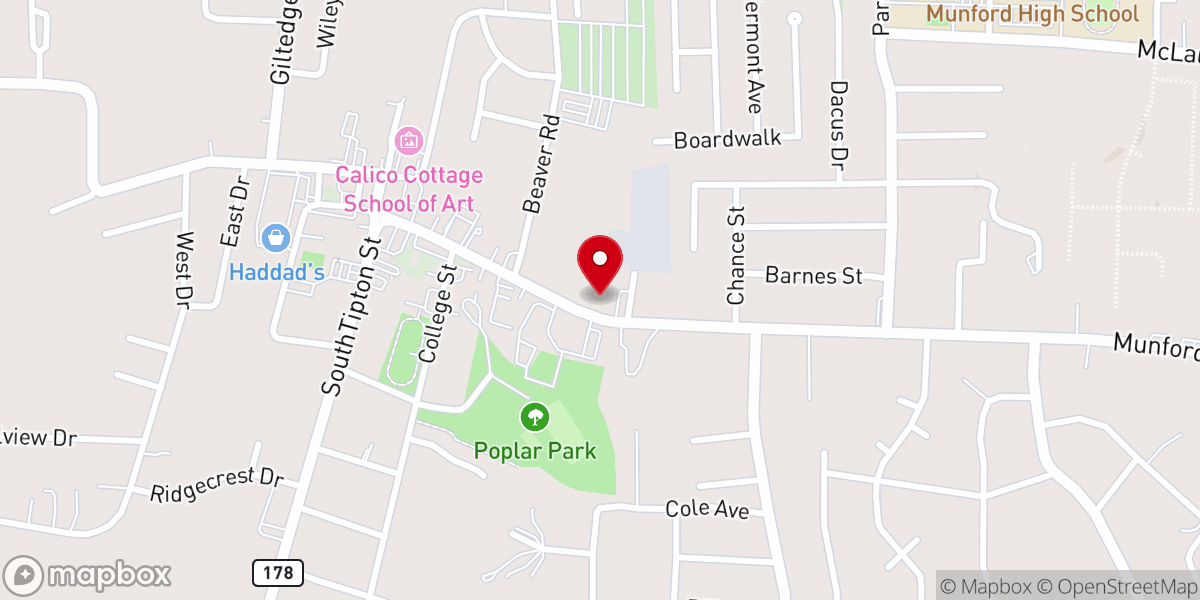 Map showing location of South Tipton County Chamber of Commerce