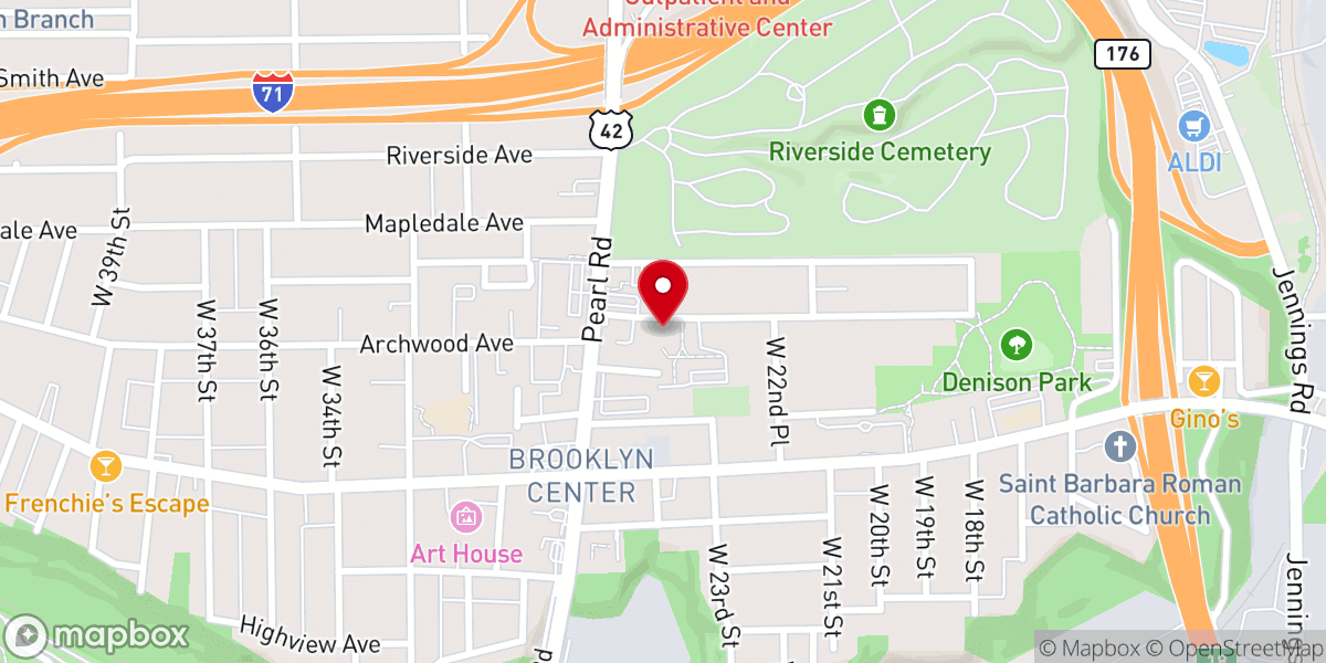 Map showing location of Brookside Missionary Baptist Church