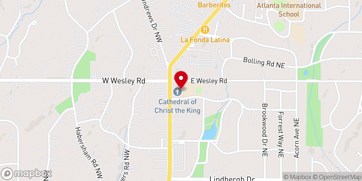 Map showing location of Cathedral of Christ the King