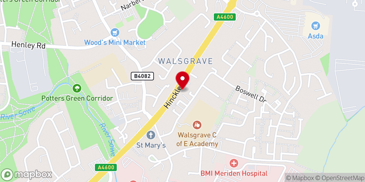 Map showing location of Walsgrave Baptist Church