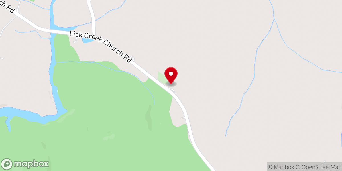 Map showing location of Lick Creek Baptist Church